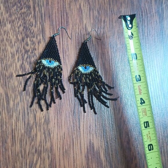 Beaded Evil Eye Earrings - Picture 3 of 4